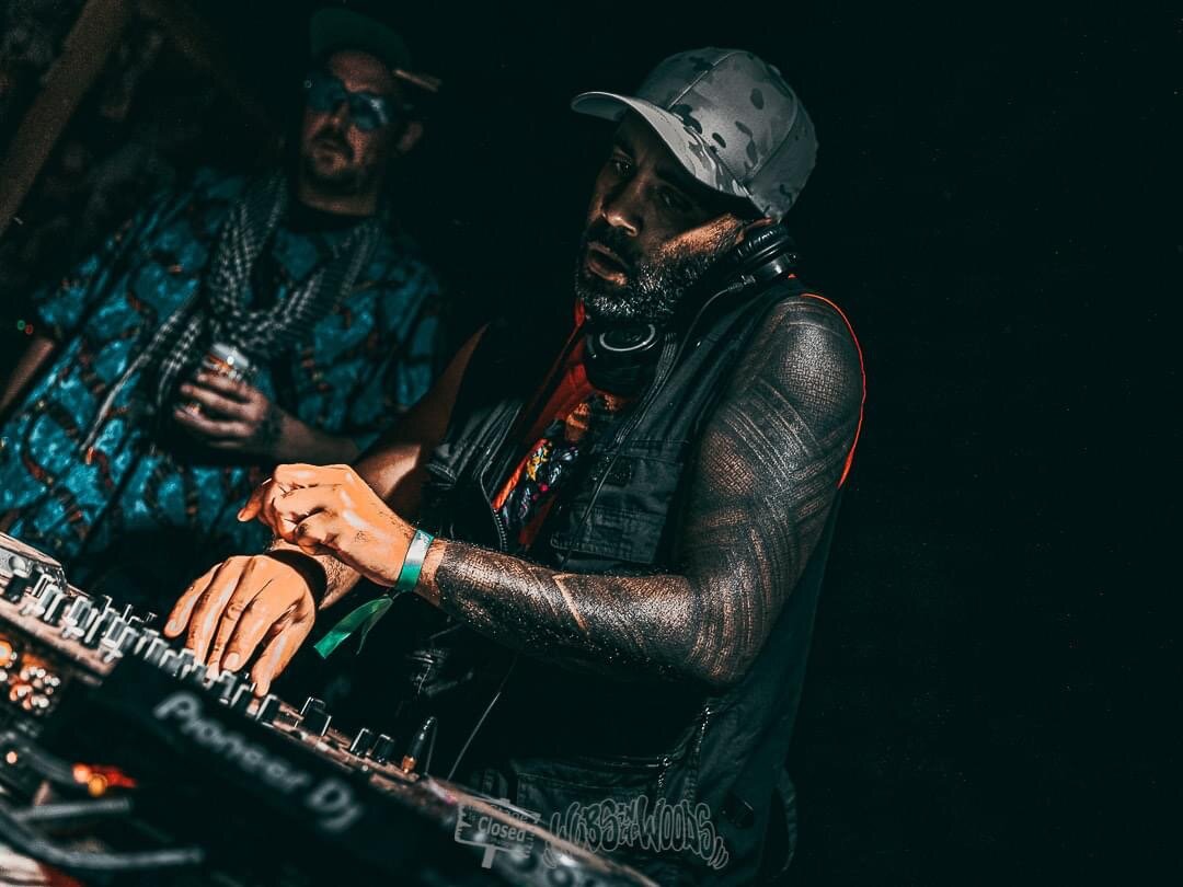 Close up of JT.dnb's hands on the mixer